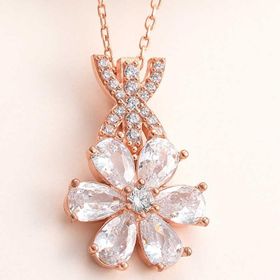 Himarry 925 Ayar Gümüş Rose Beyaz Sevgi Cicegi Kadın Kolye