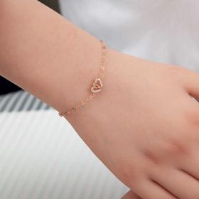 Himarry 925 Ayar Gümüş Rose Birleşmiş Kalpler Kadın Bileklik