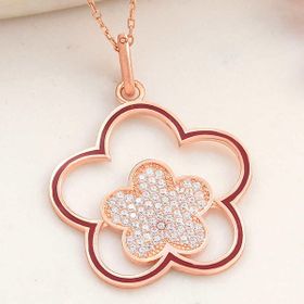 Himarry 925 Ayar ​Gümüş Rose Çicek Desenli Kadın Kolye