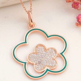 Himarry 925 Ayar ​Gümüş Rose Çicek Desenli Kadın Kolye