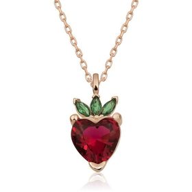 Himarry 925 Ayar Gümüş Rose Çilek Figür Meyve Kolye