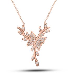 Himarry 925 Ayar Gümüş Rose Daldaki Kelebek Kadın Kolye