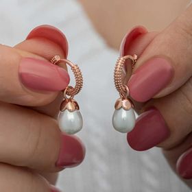 Himarry 925 Ayar Gümüş Rose Damla İnci Kadın Küpe