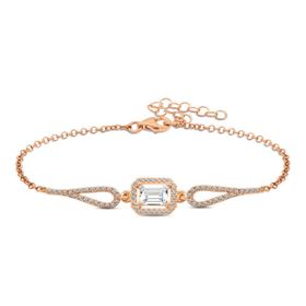 Himarry 925 Ayar Gümüş Rose Dikdörtgen Baget Bileklik