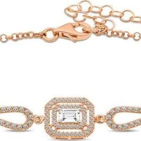 Himarry 925 Ayar Gümüş Rose Dikdörtgen Baget Bileklik