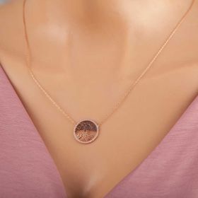 Himarry 925 Ayar Gümüş Rose Hayat Ağacı Kadın Kolye