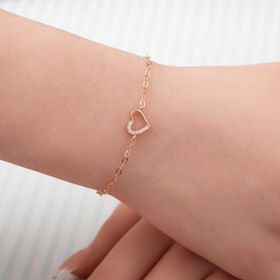 Himarry 925 Ayar Gümüş Rose Kalp Kadın Bileklik