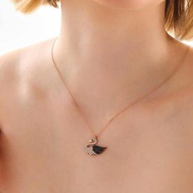 Himarry 925 Ayar Gümüş Rose Kuğu Kadın Kolye