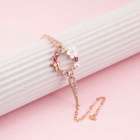 Himarry 925 Ayar Gümüş Rose Manolya Çiçeği Kelebek Kadın Bileklik