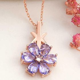 Himarry 925 Ayar Gumus Rose Mor Sevgi Cicegi Kadın Kolye