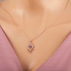 Himarry 925 Ayar Gümüş Rose Nazarlı Göz Kadın Kolye
