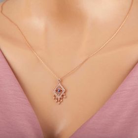 Himarry 925 Ayar Gümüş Rose Nazarlı Göz Kadın Kolye