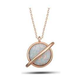 Himarry 925 Ayar Gümüş Rose Opal Taşlı Gezegen Kadın Kolye