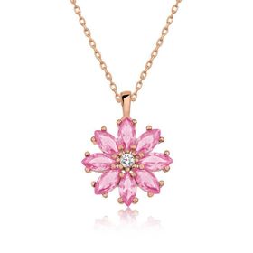 Himarry 925 Ayar Gümüş Rose Pembe Çiçek Kadın Gümüş Kolye