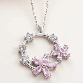Himarry 925 Ayar Gümüş Rose Pembe Çiçek Kadın Gümüş Kolye