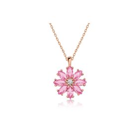 Himarry 925 Ayar Gümüş Rose Pembe Çiçek Kadın Gümüş Kolye