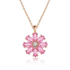 Himarry 925 Ayar Gümüş Rose Pembe Çiçek Kadın Gümüş Kolye