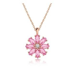 Himarry 925 Ayar Gümüş Rose Pembe Çiçek Kadın Gümüş Kolye