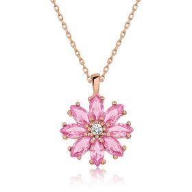 Himarry 925 Ayar Gümüş Rose Pembe Çiçek Kadın Gümüş Kolye