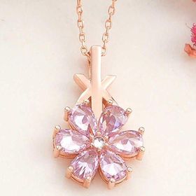 Himarry 925 Ayar Gümüş Rose Pembe Sevgi Çiceği Kadın Kolye