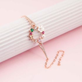 Himarry 925 Ayar Gümüş Rose Renkli Manolya Çiçeği Kadın Bileklik