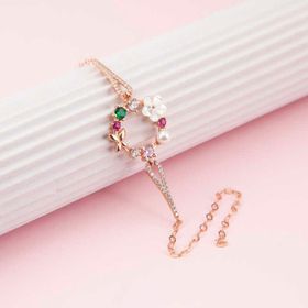 Himarry 925 Ayar Gümüş Rose Renkli Manolya Çiçeği Kadın Bileklik