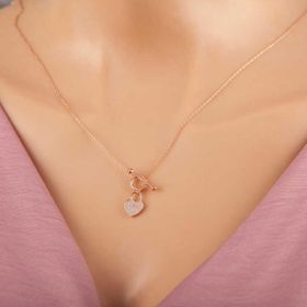 Himarry 925 Ayar Gümüş Rose Sallantılı Kalp Kadın Kolye