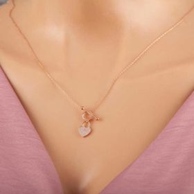 Himarry 925 Ayar Gümüş Rose Sallantılı Kalp Kadın Kolye