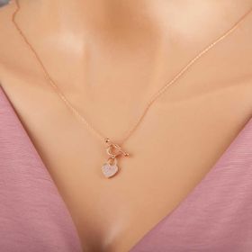 Himarry 925 Ayar Gümüş Rose Sallantılı Kalp Kadın Kolye