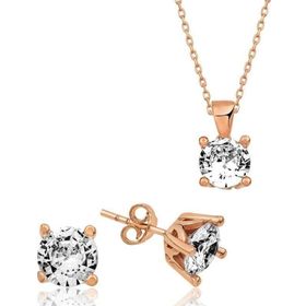 Himarry ​925 Ayar Gümüş Rose Tek Taş İkili Set