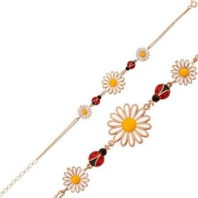 Himarry 925 Ayar Gümüş Rose Uğur Böcekli Papatya Bileklik