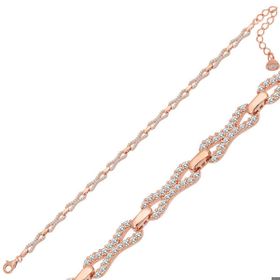 Himarry 925 Ayar Gümüş Rose Zirkon Taşlı Kadın Bileklik