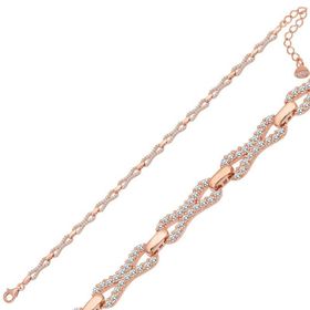 Himarry 925 Ayar Gümüş Rose Zirkon Taşlı Kadın Bileklik
