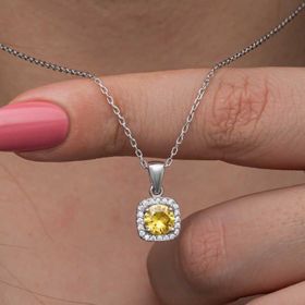 Himarry 925 Ayar Gümüş Sarı Baget Taşlı Kadın Kolye