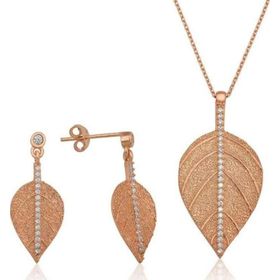 Himarry 925 Ayar Gümüş Yaprak İkili Set