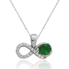 Himarry 925 Ayar Gumus Yesil Tasli Sonsuzluk Kadın Kolye