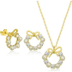 Himarry 925 Ayar İnci Kurdele Kadın Gümüş Set
