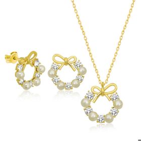 Himarry 925 Ayar İnci Kurdele Kadın Gümüş Set