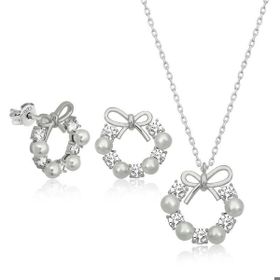 Himarry 925 Ayar İnci Kurdele Kadın Gümüş Set