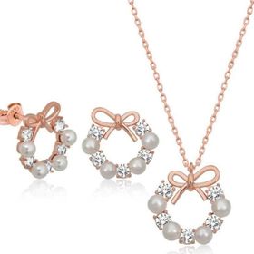 Himarry 925 Ayar İnci Kurdele Kadın Gümüş Set