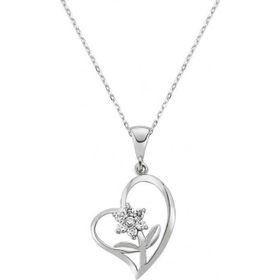 Himarry 925 Ayar Kalbimin Çiçeği Kadın Gümüş Kolye