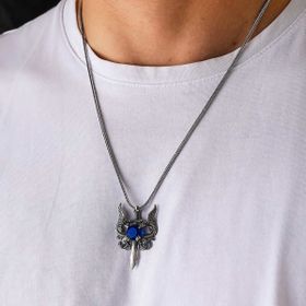 Himarry 925 Ayar Mavi Taşlı Ejderha Erkek Kılıç Kolye