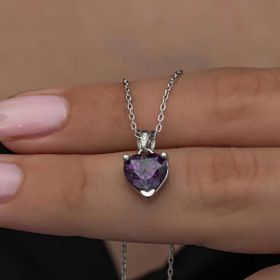 Himarry 925 Ayar Menekşe Moru Baget Taşlı Kadın Gümüş Kolye