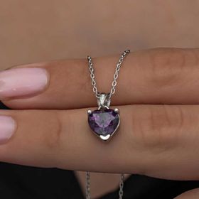 Himarry 925 Ayar Menekşe Moru Baget Taşlı Kadın Gümüş Kolye
