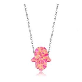 Himarry 925 Ayar Pembe Opal Fatma Eli Kadın Gümüş Kolye