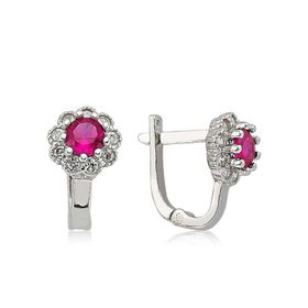 Himarry 925 Ayar Pembe Taşlı Çiçek Gümüş Küpe