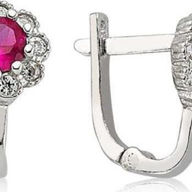 Himarry 925 Ayar Pembe Taşlı Çiçek Gümüş Küpe