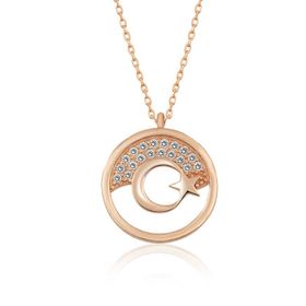 Himarry 925 Ayar Rose Ay Yıldız Kadın Gümüş Kolye