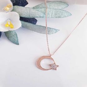 Himarry 925 Ayar Rose Ay Yıldız Kadın Gümüş Kolye