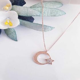 Himarry 925 Ayar Rose Ay Yıldız Kadın Gümüş Kolye